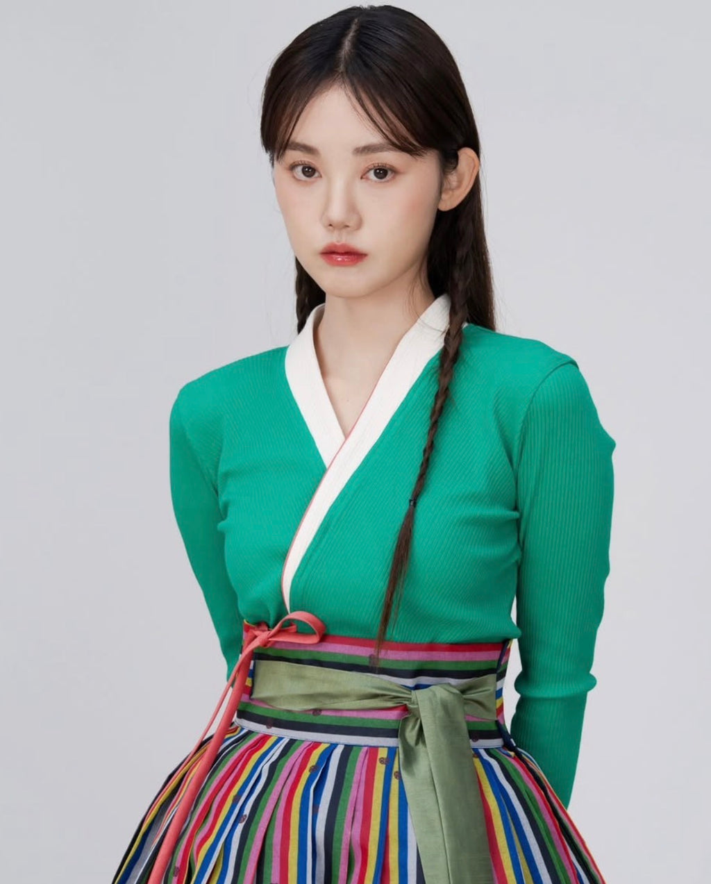 ILOVESONGHWA - Ribbed knit jeogori Green