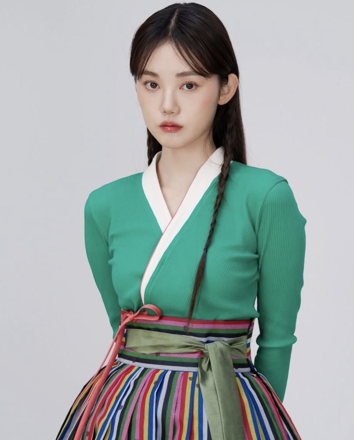 ILOVESONGHWA - Ribbed knit jeogori Green