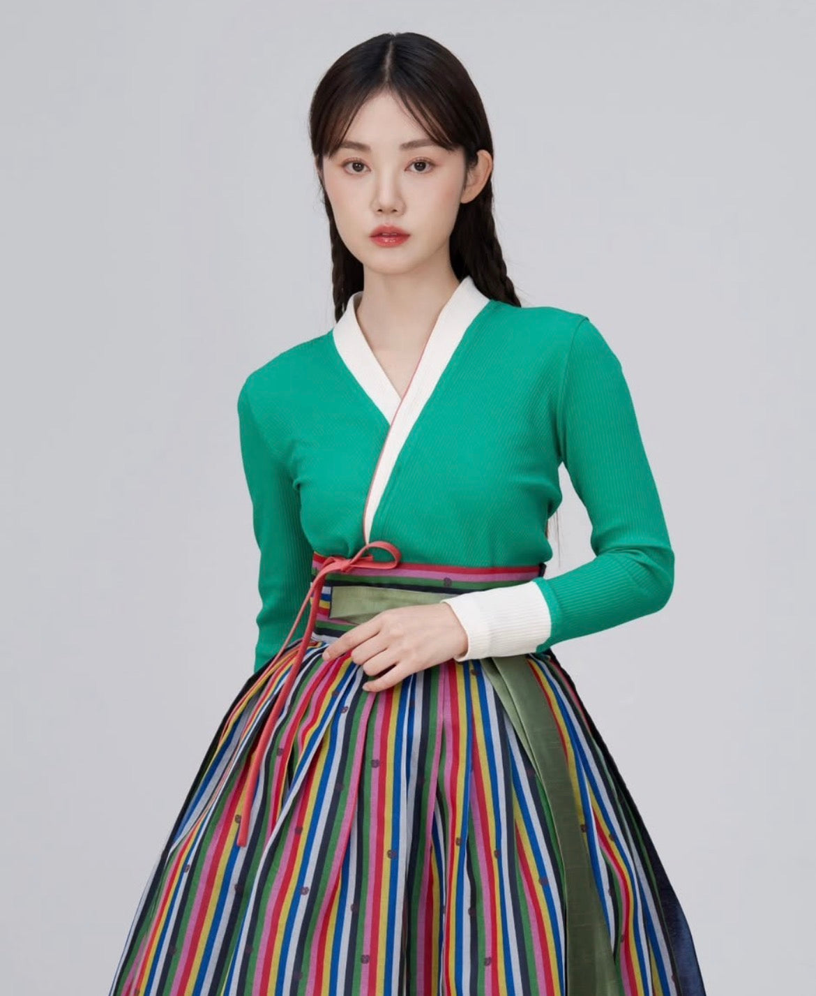 ILOVESONGHWA - Ribbed knit jeogori Green