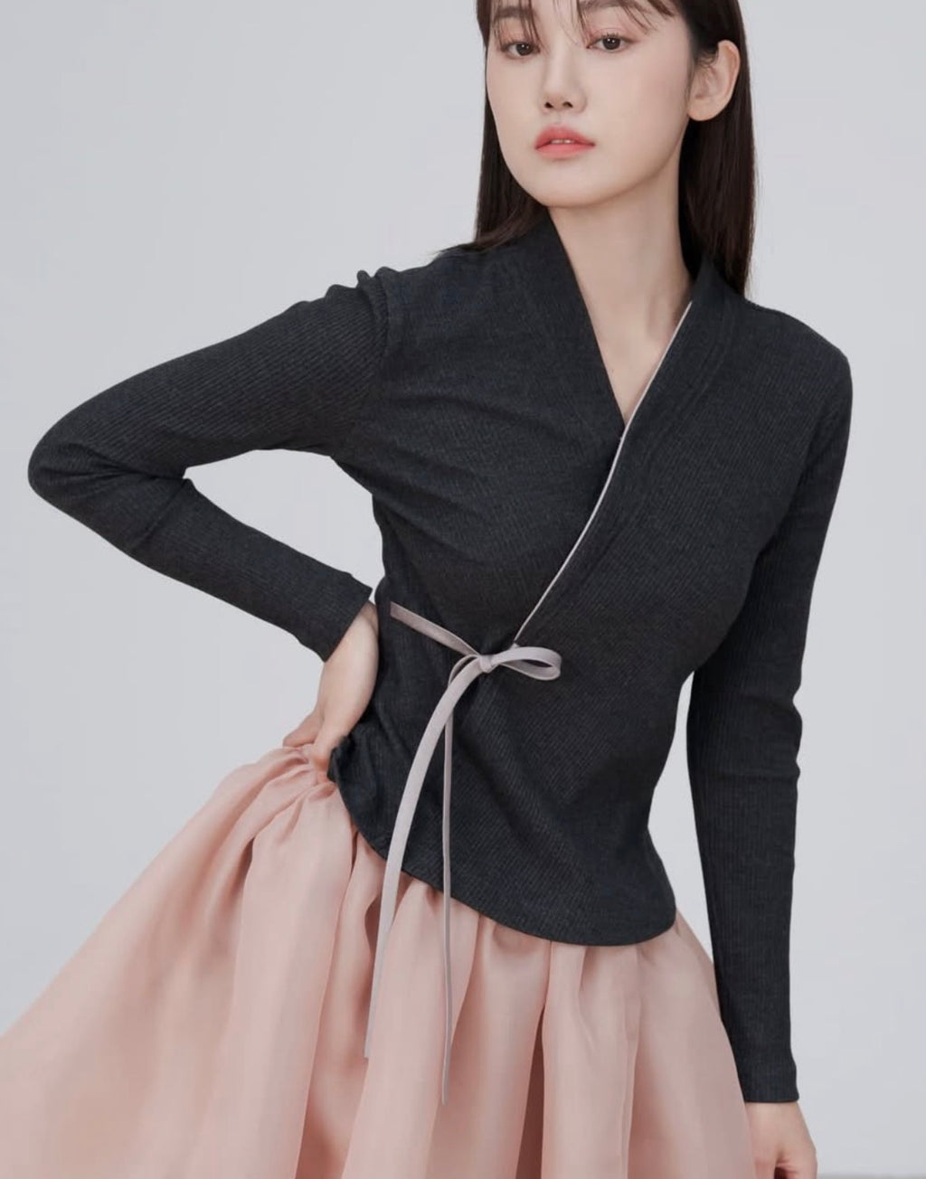 ILOVESONGHWA - Ribbed knit jeogori Charcoal