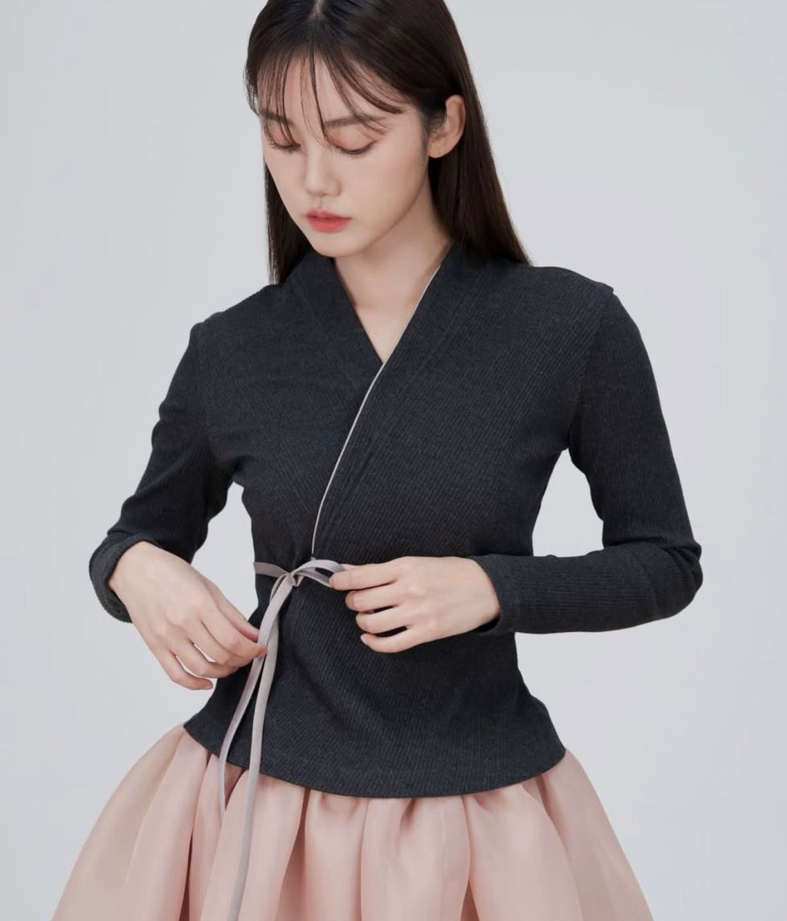 ILOVESONGHWA - Ribbed knit jeogori Charcoal