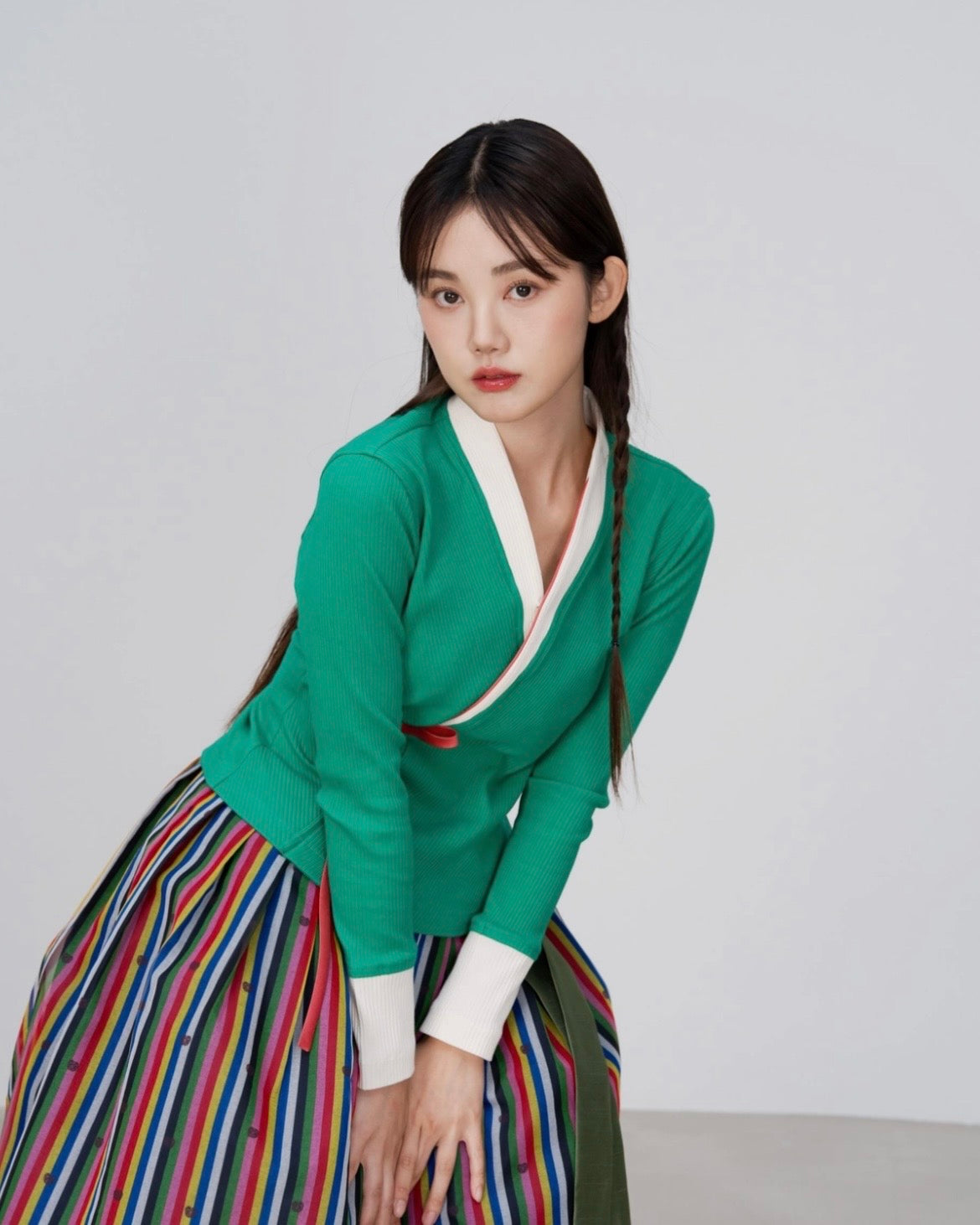 ILOVESONGHWA - Ribbed knit jeogori Green