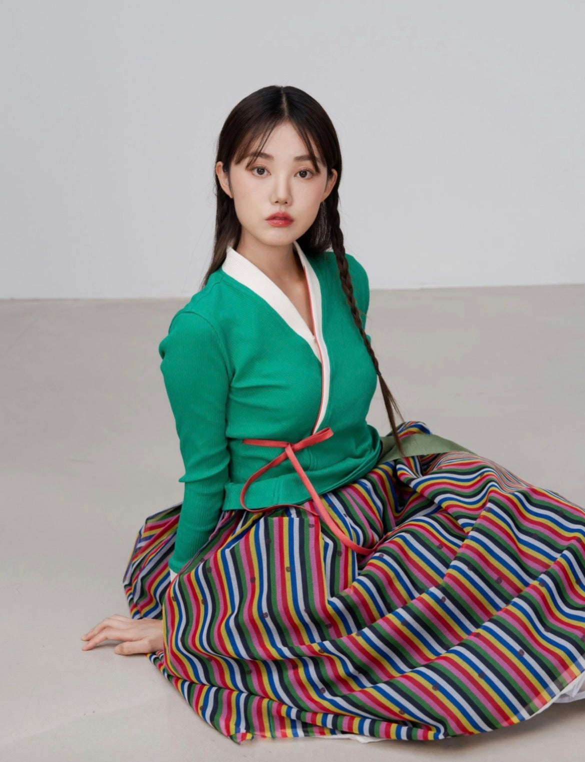 ILOVESONGHWA - Ribbed knit jeogori Green