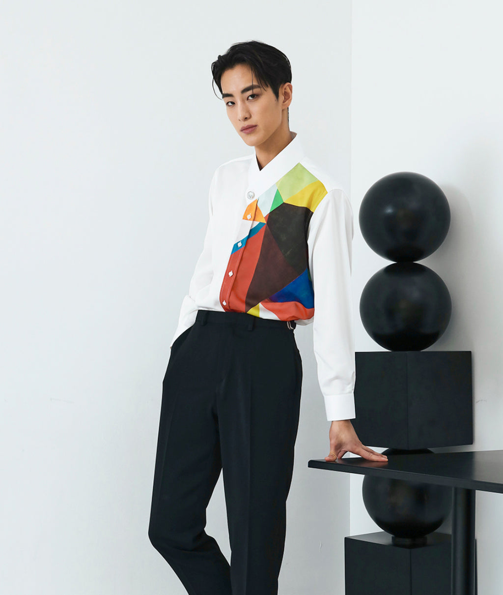 GUIROE - Satin Collar git shirt