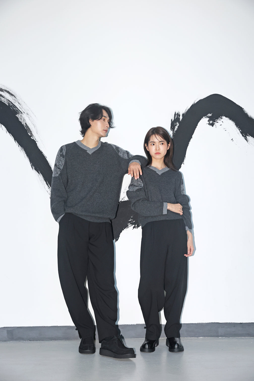SONGHWA - Grey Irworobongdo cashmere blend knit