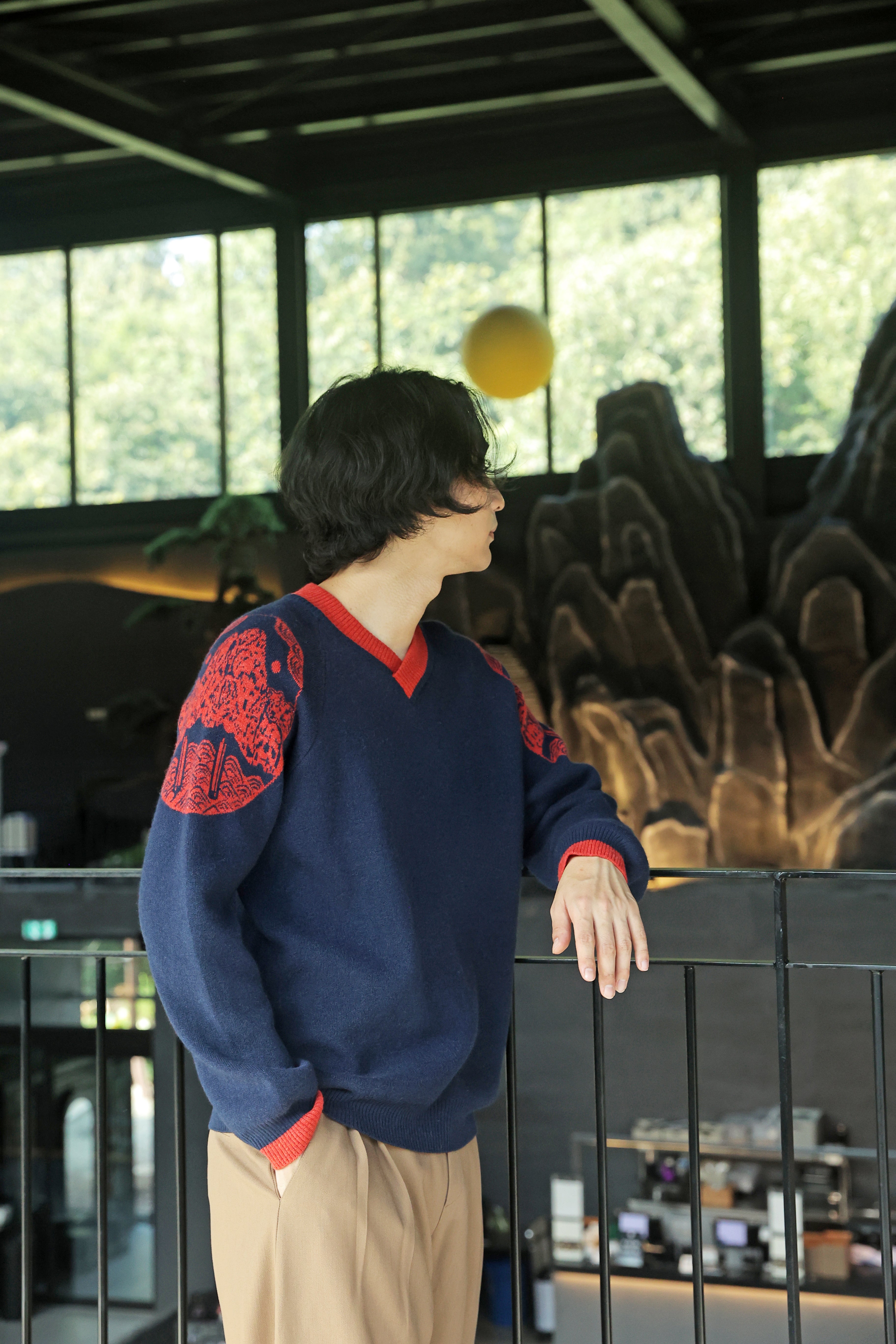SONGHWA - Grey Irworobongdo cashmere blend knit