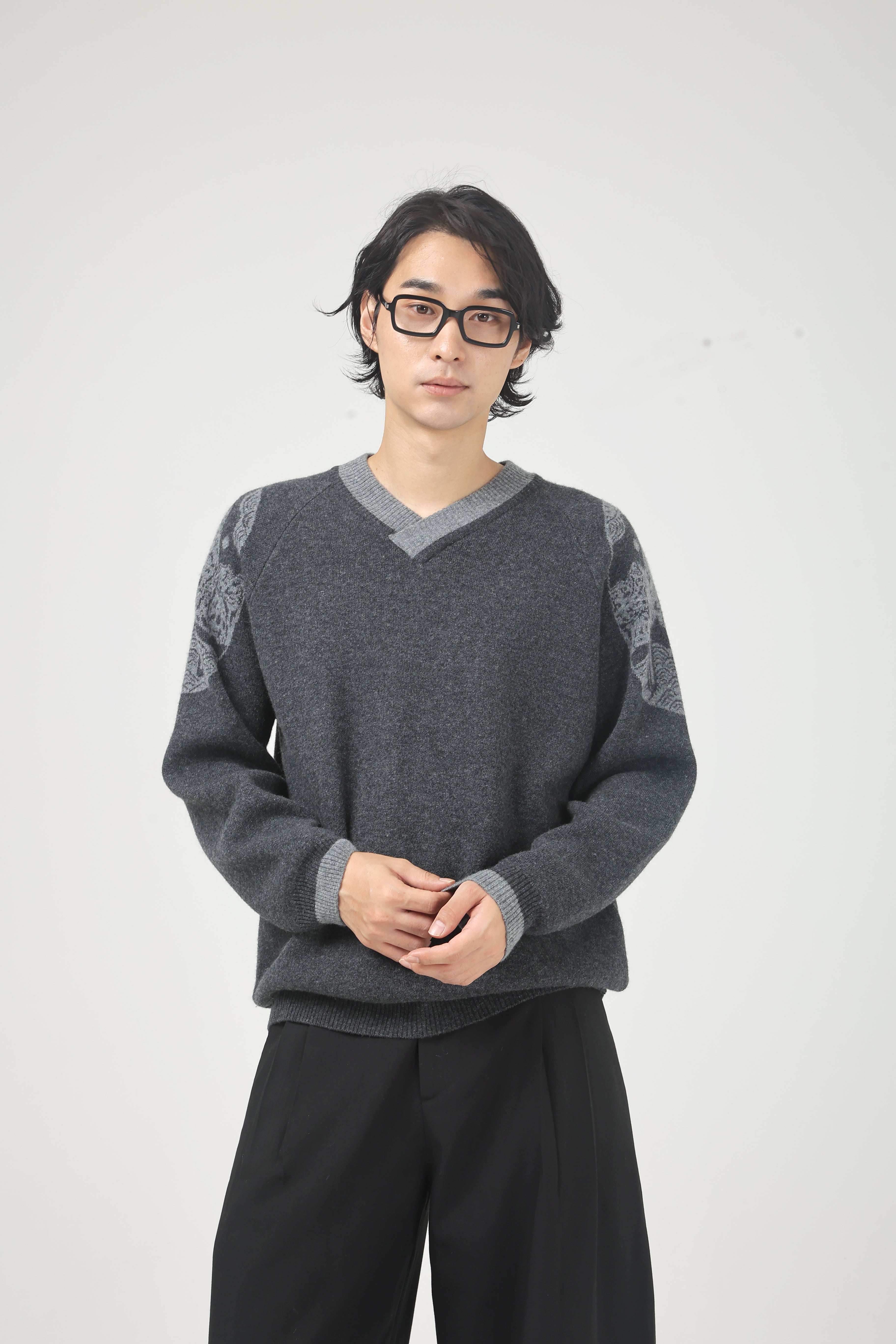 SONGHWA - Grey Irworobongdo cashmere blend knit