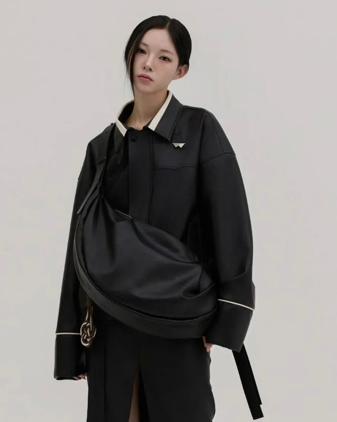 SHEEN:SEOUL - Black Hobo Botjim bag (VEGAN LEATHER)