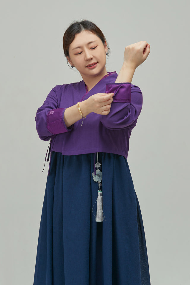 LEESLE - Purple jeogori, sheer detail (PLUS SIZE)