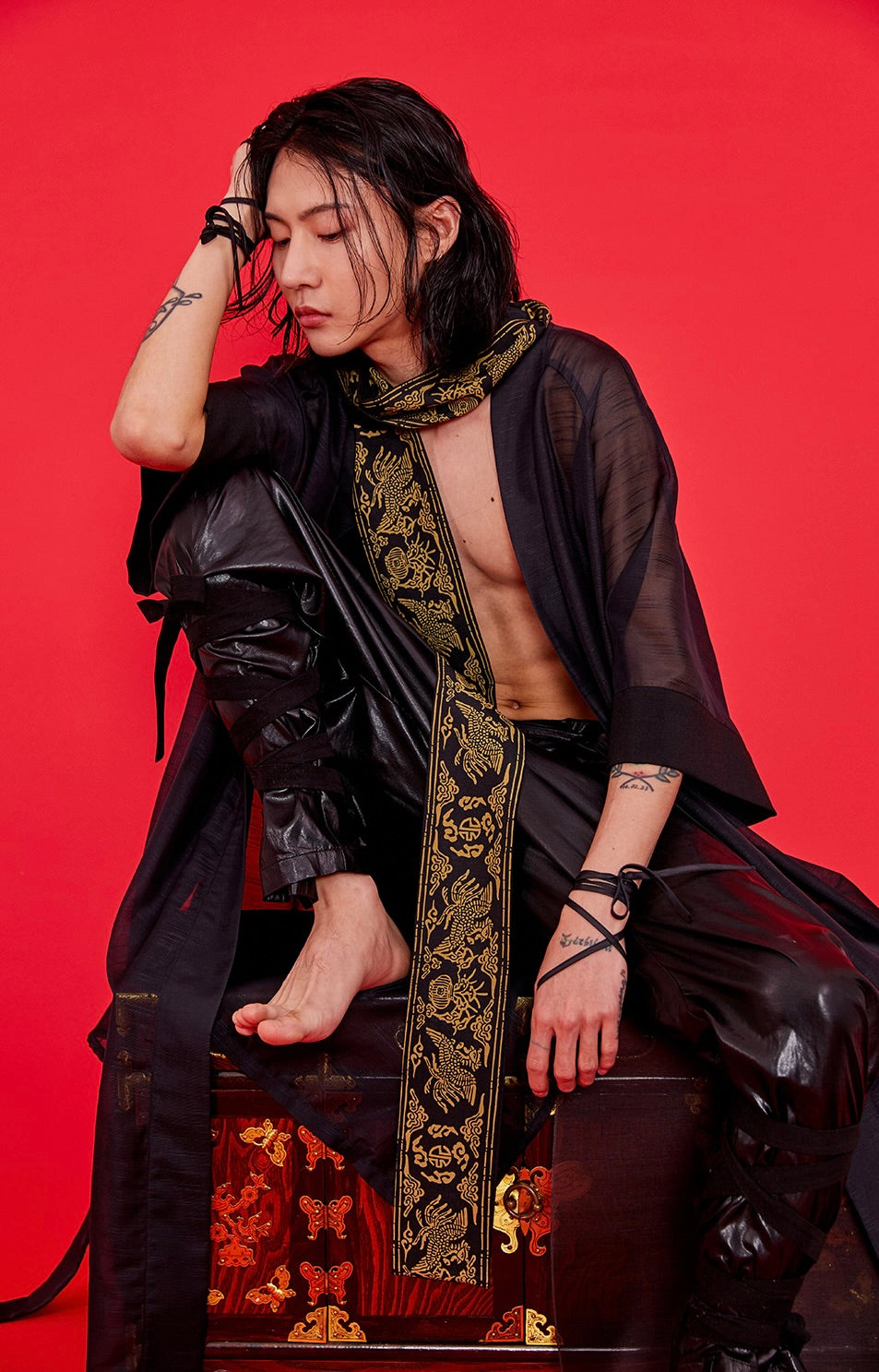 LEESLE - Phoenix black gold waist belt